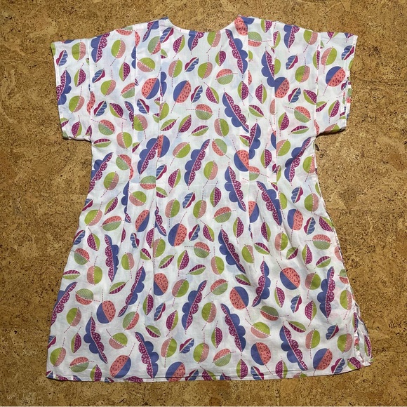 Gudrun Sjoden Light Pink Cotton Leaf Print Button Down Tunic Top Sz S - Picture 11 of 13